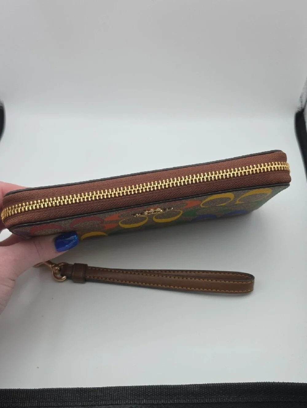 Coach Pride Brown Rainbow Signature Mono Zip Long Wallet/Wristlet (EUC)✨️🌈✨️